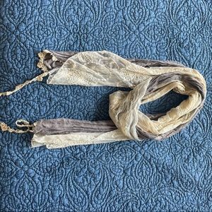 Grey and lace scarf